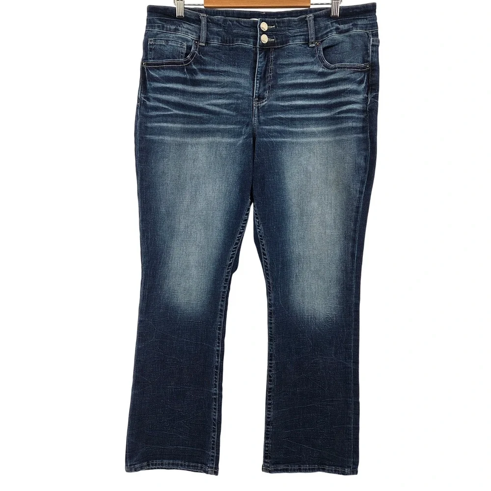 BKE Gabby Bootcut Jean 36 Blue High Rise Curvy Fit Dark Wash